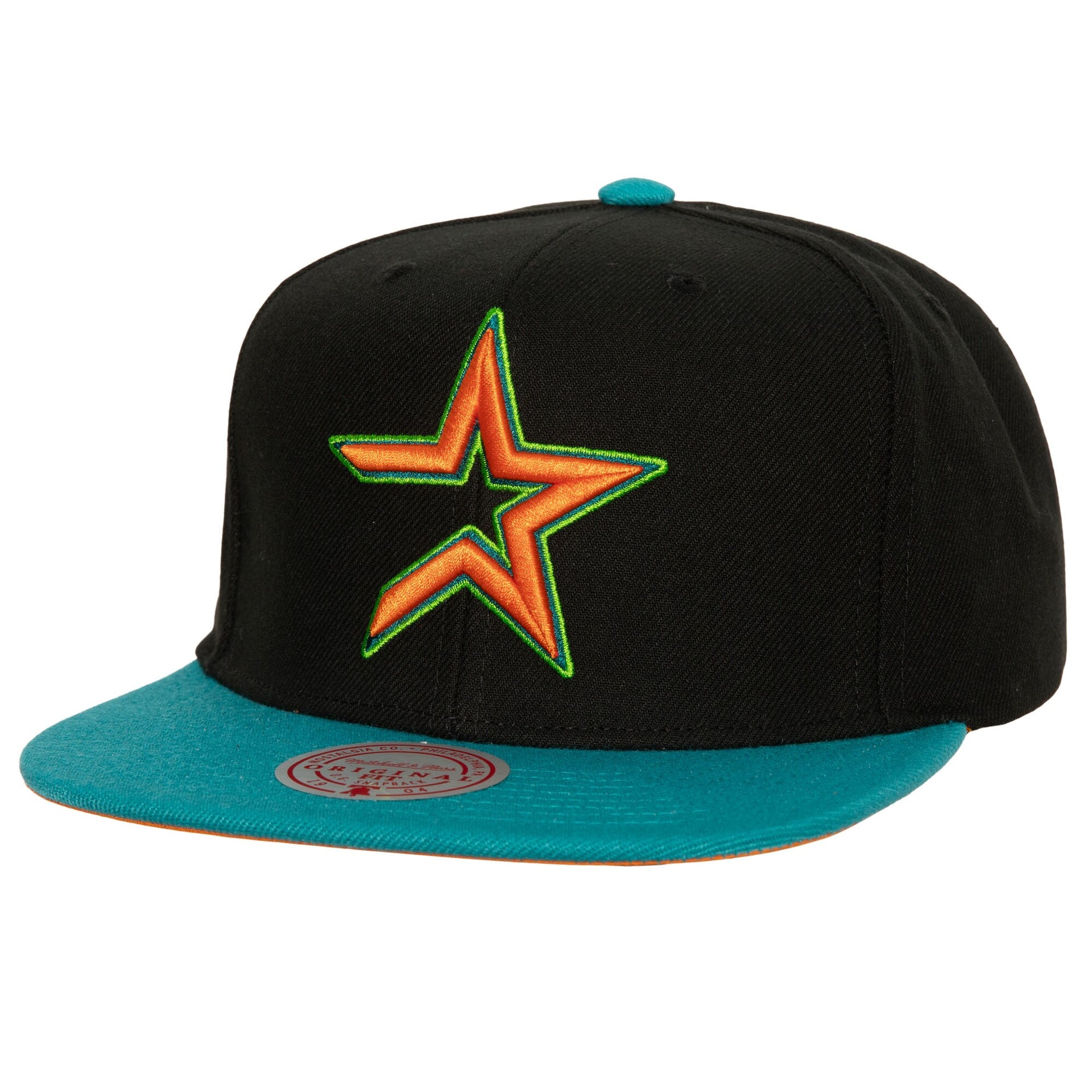 Men's Mitchell & Ness Black/Teal Oakland Athletics Citrus Cooler Snapback Hat